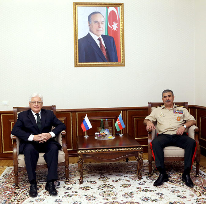 Azerbaijani defense minister meets with Russian ambassador