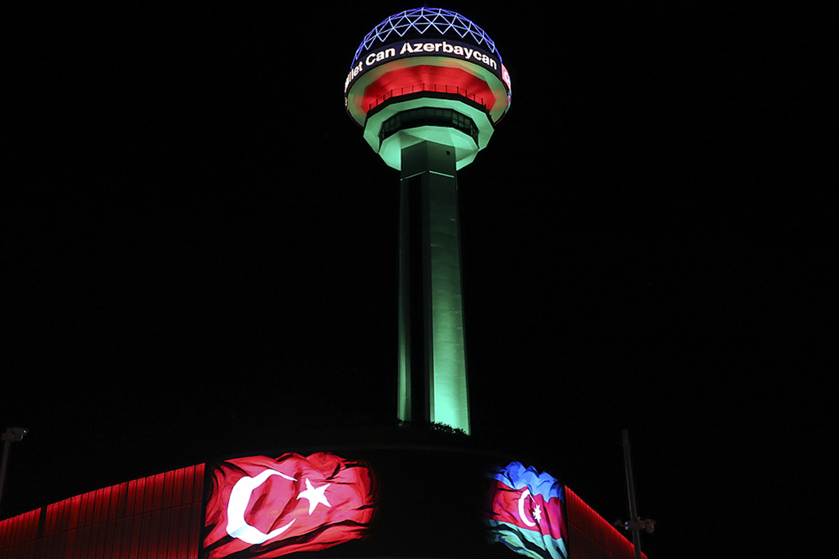Ankara’s Atakule Tower illuminated in colors of Azerbaijani flag