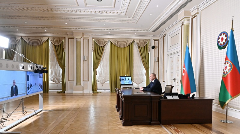 Azerbaijani president receives in video format Iranian minister