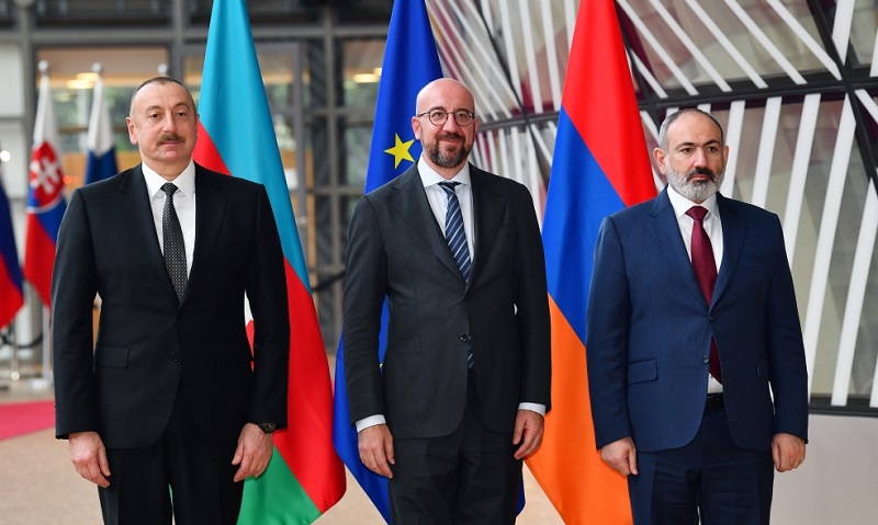 President Ilham Aliyev holds meeting with European Council President and Armenian PM in Brussels