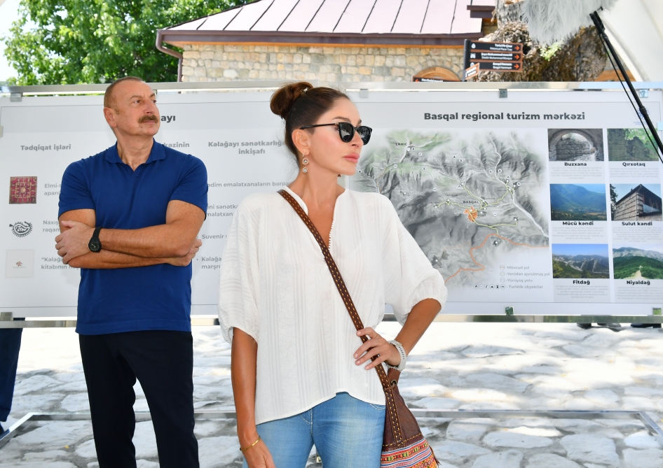 President Ilham Aliyev and First Lady Mehriban Aliyeva viewed reconstruction works carried out in “Diri Baba” tomb in Gobustan district