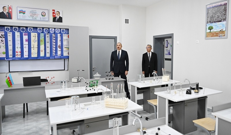 President Ilham Aliyev views conditions created at newly-built school complex No87 in Baku
