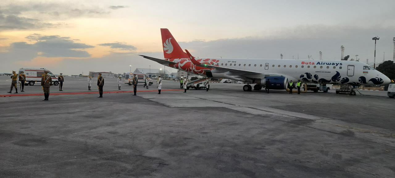 Plane with evacuated employees of Azerbaijani Embassy in Iran leaving for Baku 