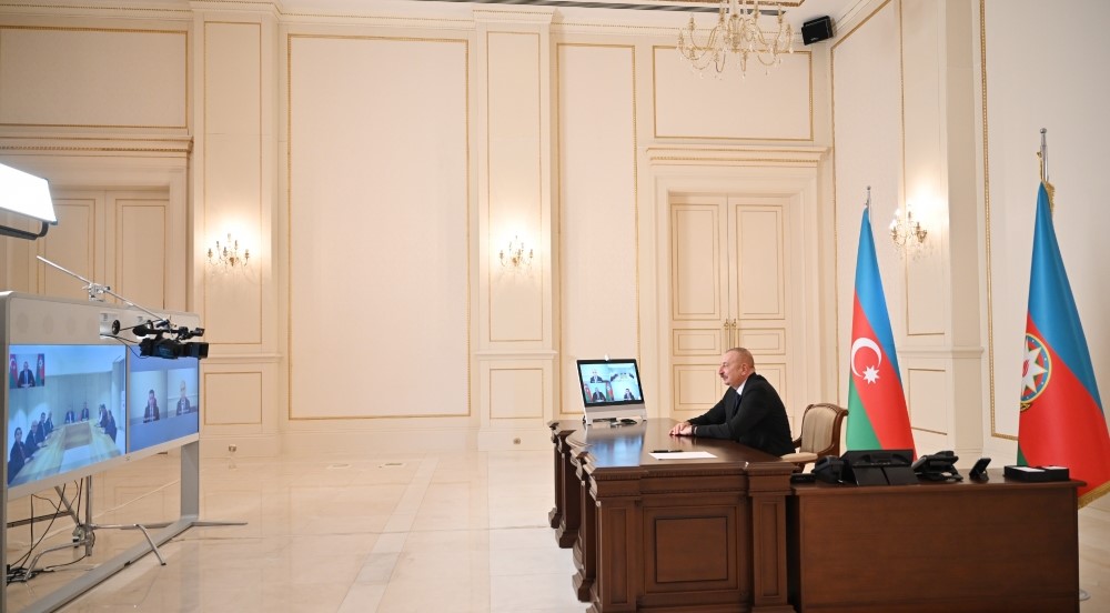 President Ilham Aliyev receives Turkish national education minister and group of GNAT members in format of video conference